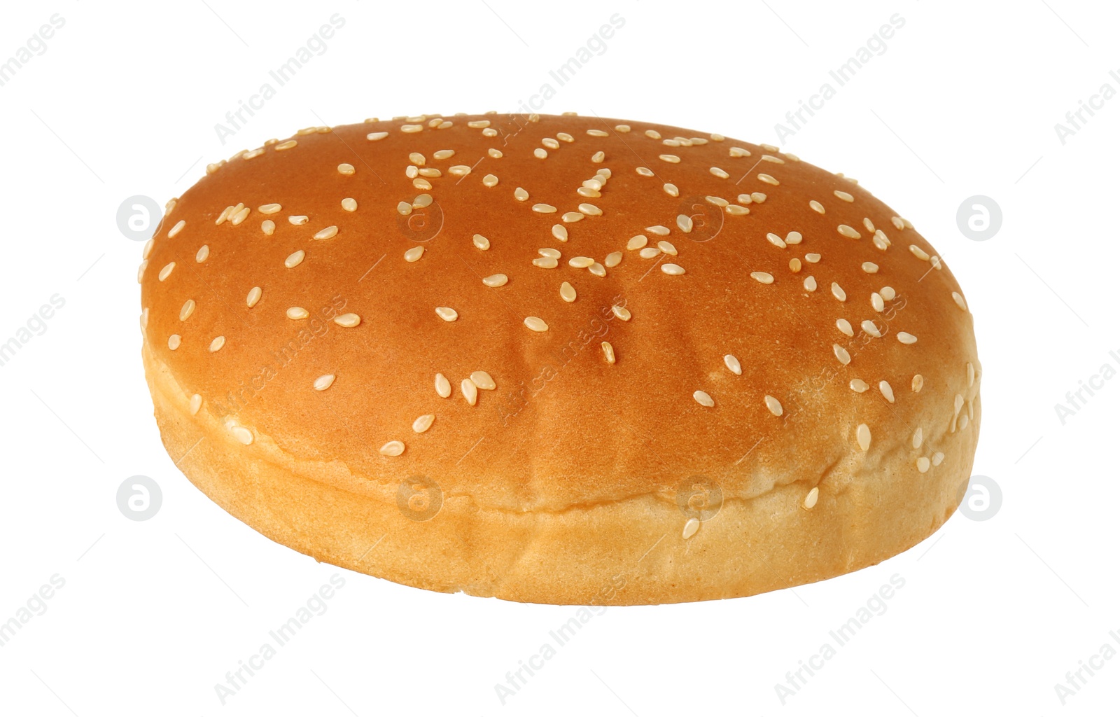 Photo of One fresh hamburger bun isolated on white