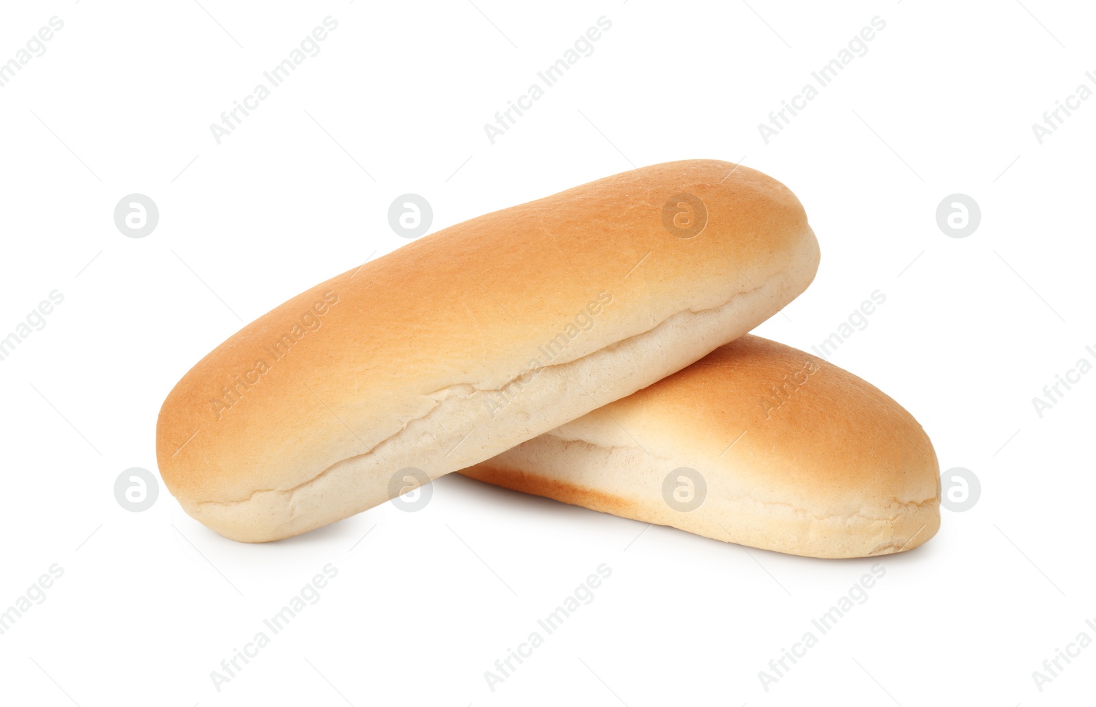 Photo of Two fresh hot dog buns isolated on white