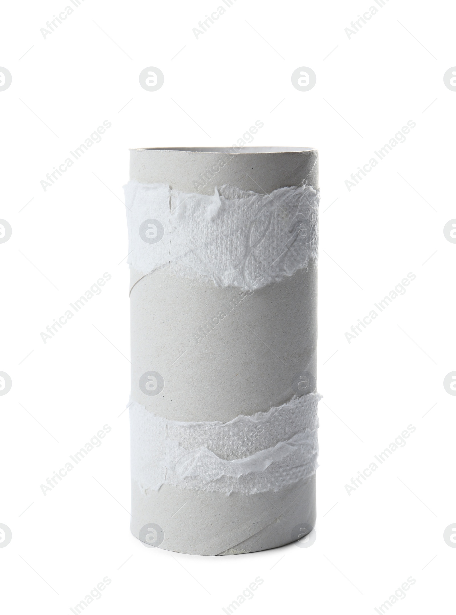 Photo of Empty toilet paper roll on white background