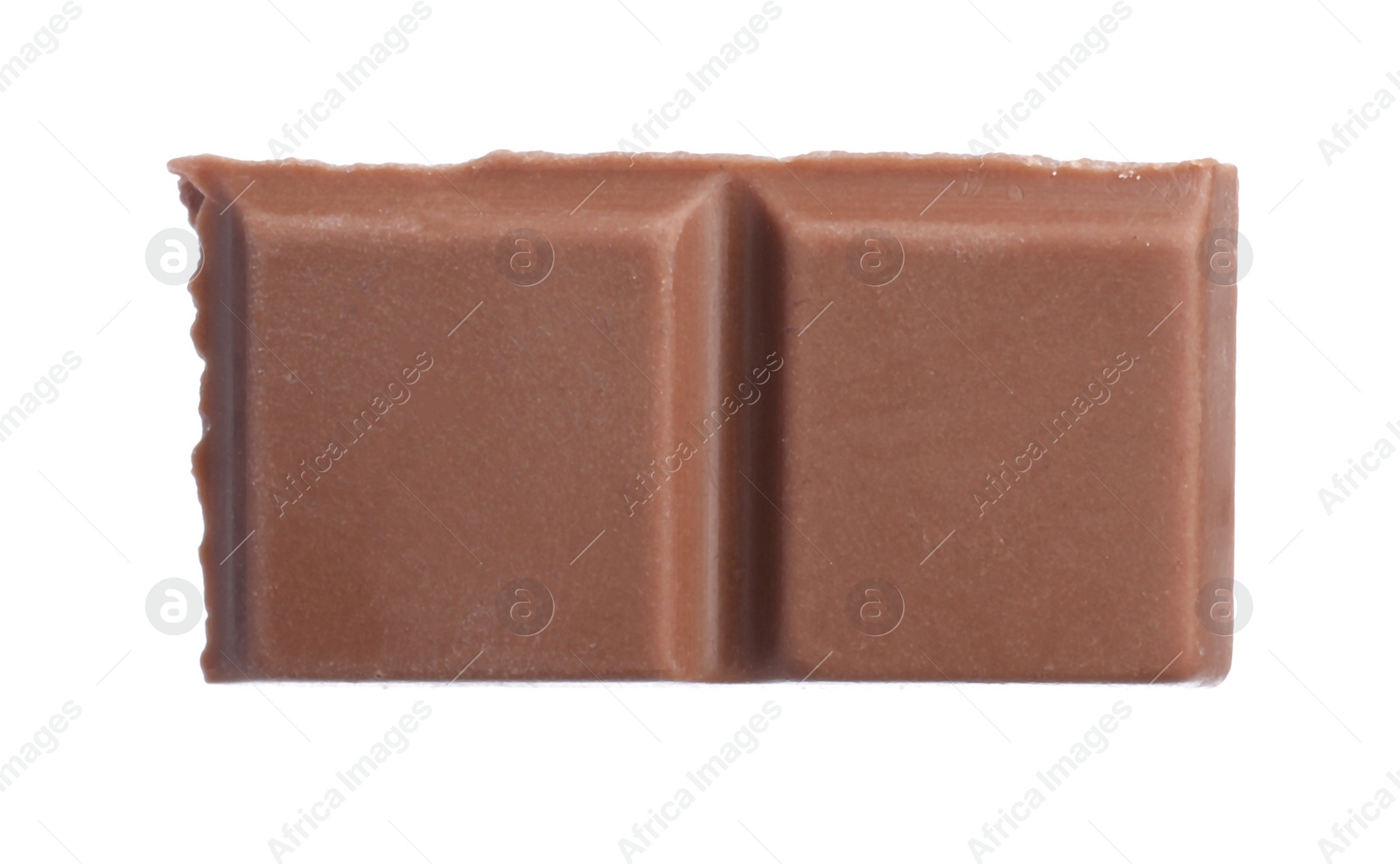 Photo of Piece of tasty chocolate bar isolated on white