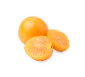 Ripe orange physalis fruits isolated on white