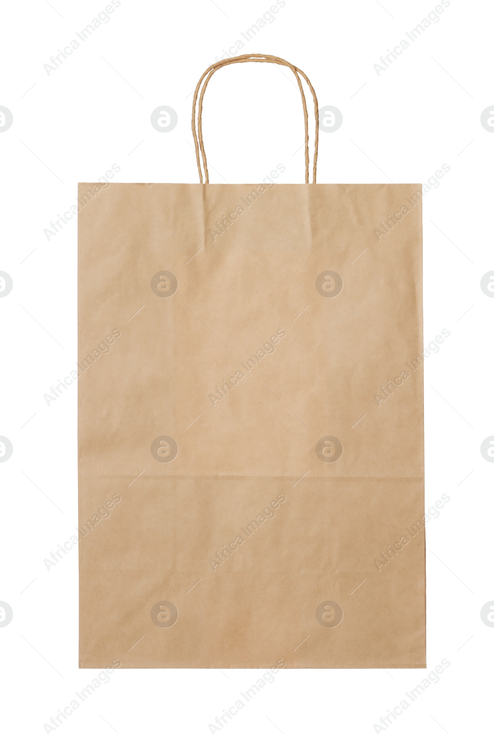 Photo of Kraft shopping paper bag isolated on white