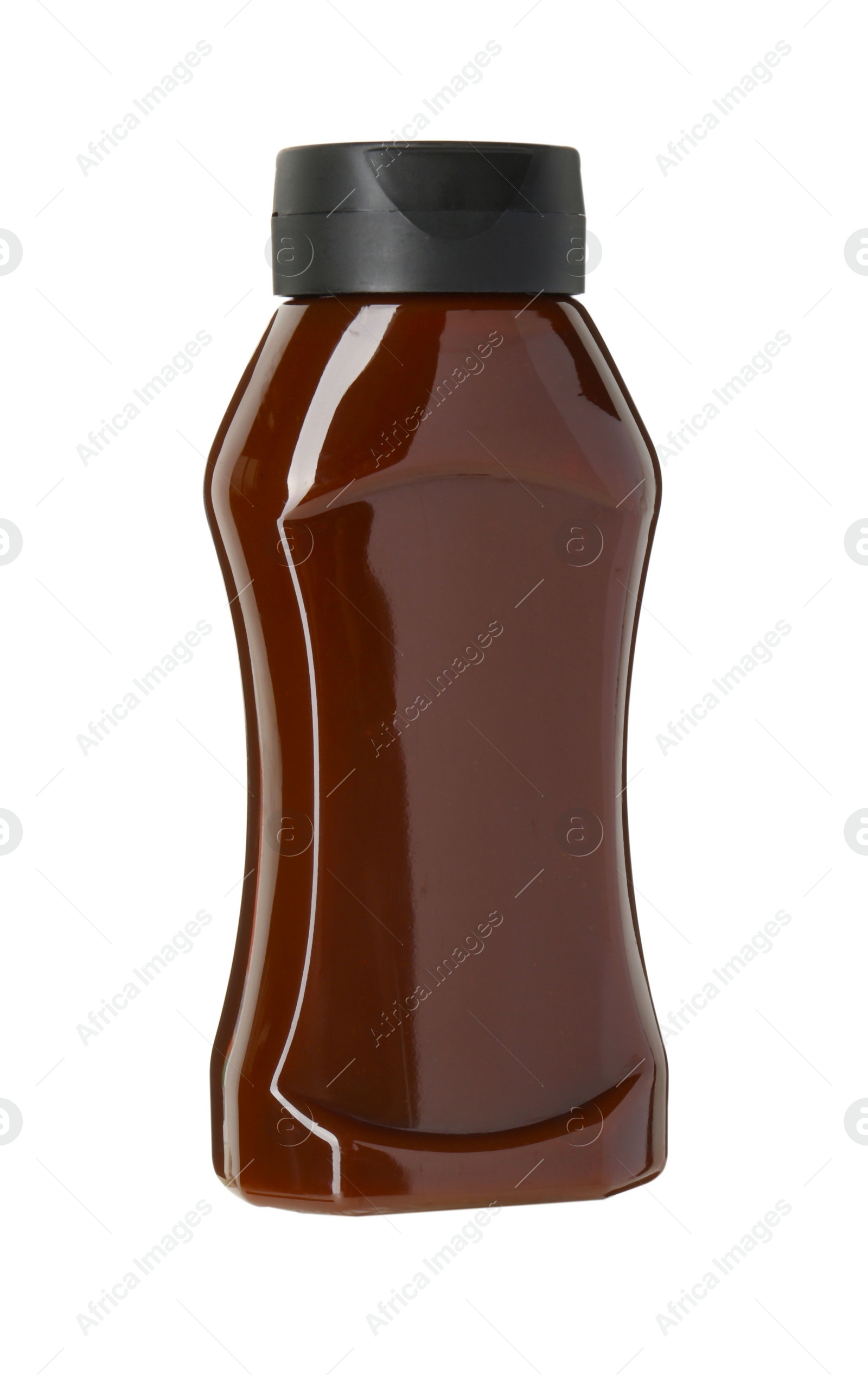 Photo of Tasty barbecue sauce in bottle isolated on white