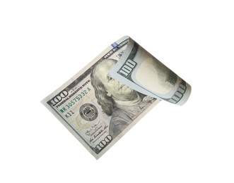 One hundred dollar banknote on white background. American national currency