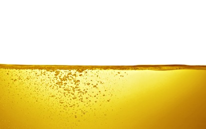 Image of Natural organic cooking oil on white background