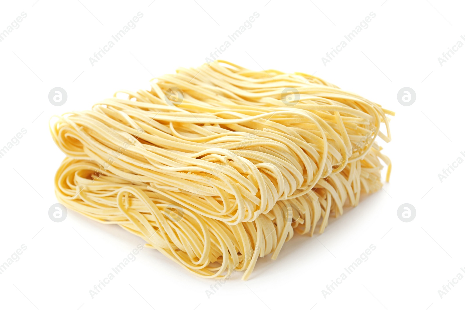 Photo of Blocks of quick cooking noodles isolated on white