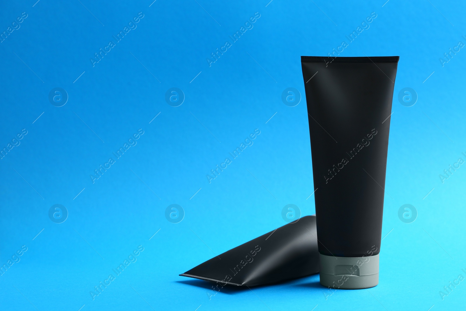 Photo of Set of men's cosmetic on color background. Space for design