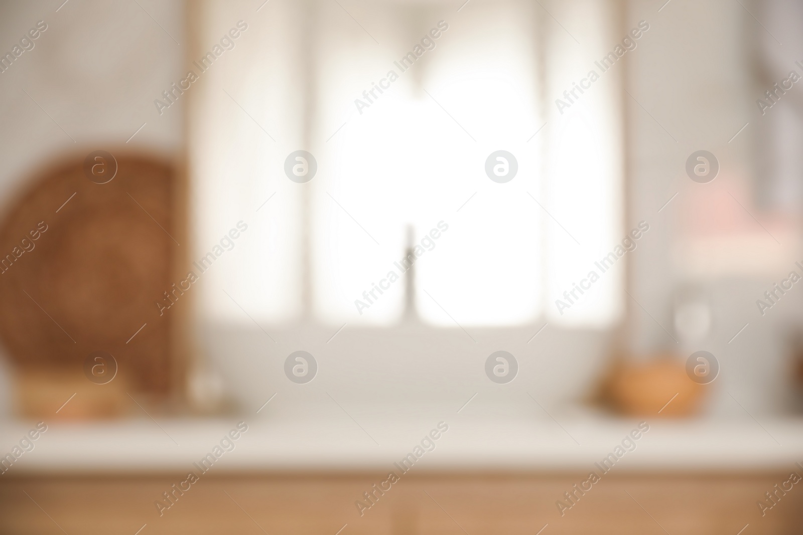 Photo of Blurred view of light modern bathroom interior