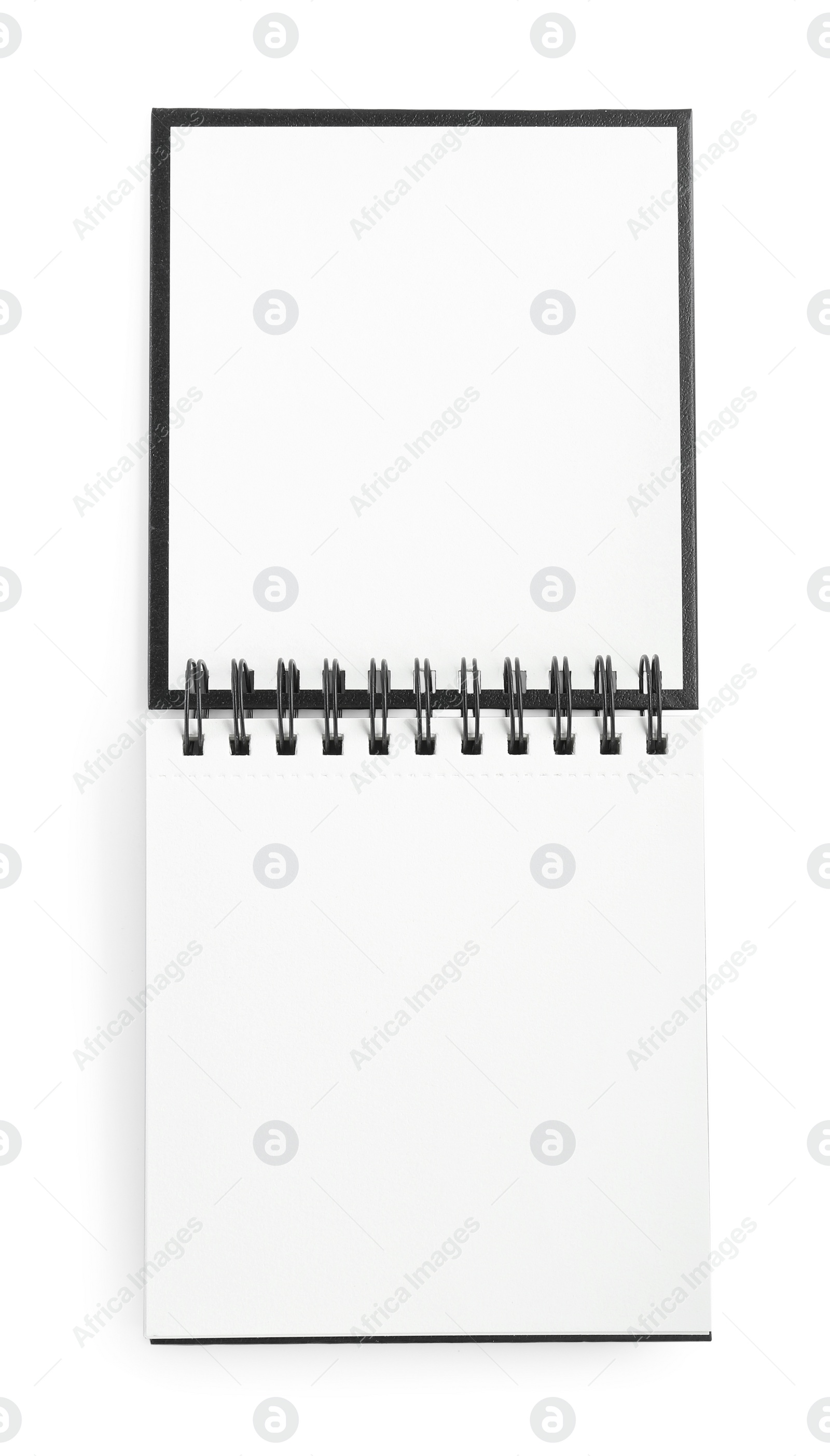 Photo of One notebook isolated on white, top view