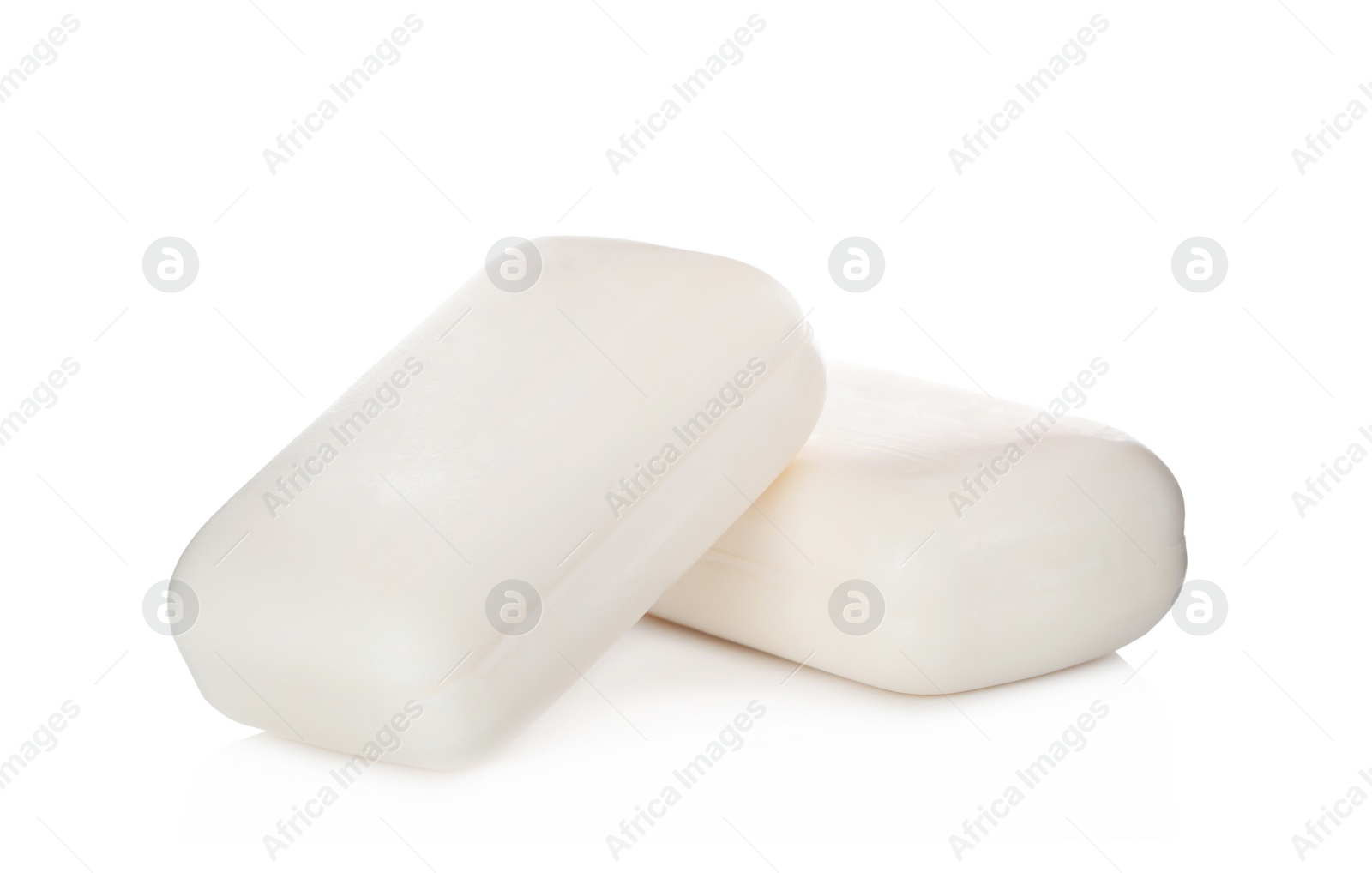 Photo of Soap bars on white background. Personal hygiene