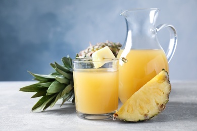 Photo of Freshly made pineapple juice on light table