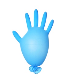 Photo of Inflated sterile medical glove on white background