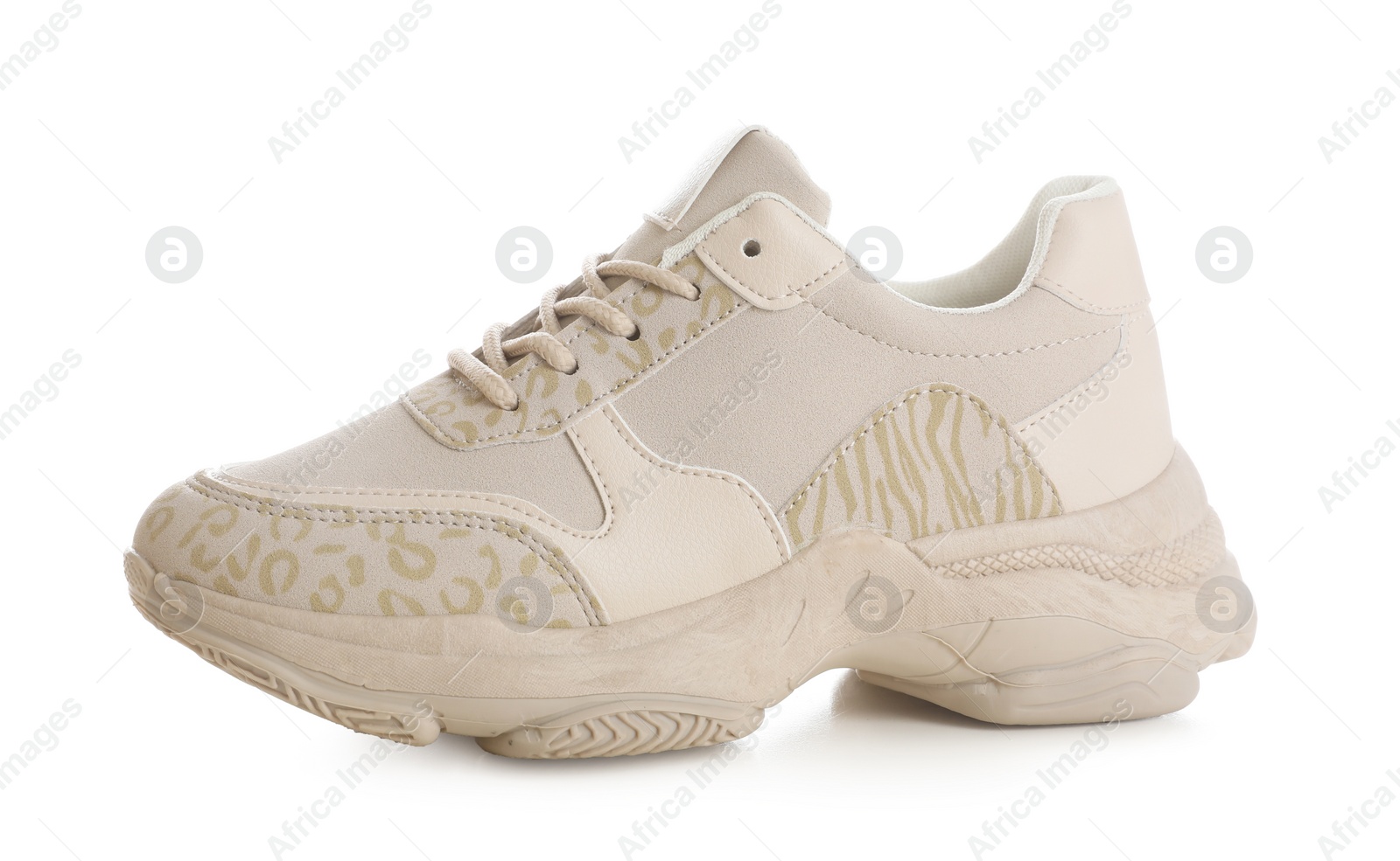 Photo of New stylish modern sneaker on white background