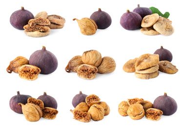 Image of Set of dried fig fruits isolated on white