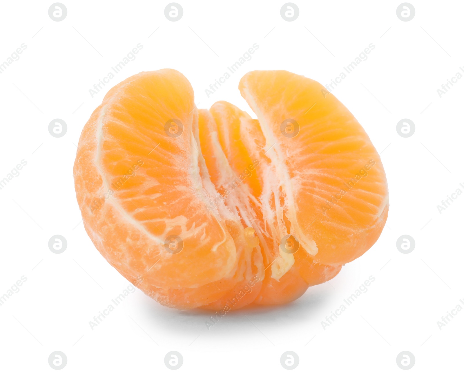 Photo of Half of fresh ripe tangerine on white background