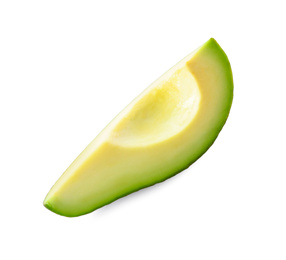 Photo of Slice of ripe avocado isolated on white