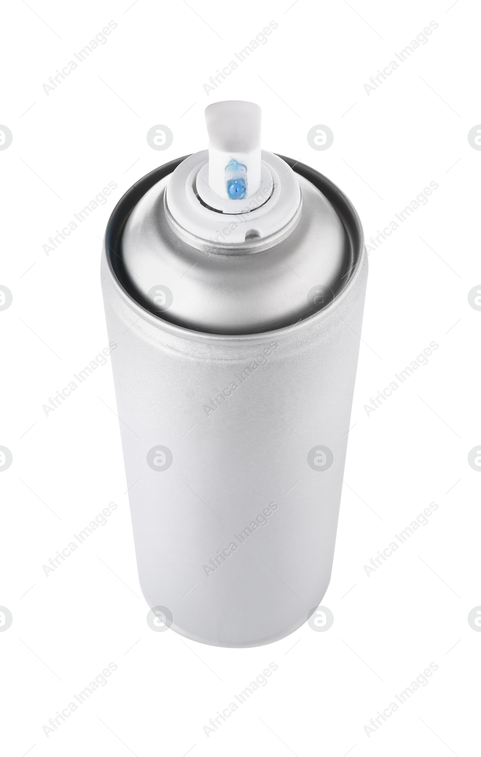 Photo of One silver spray paint can isolated on white