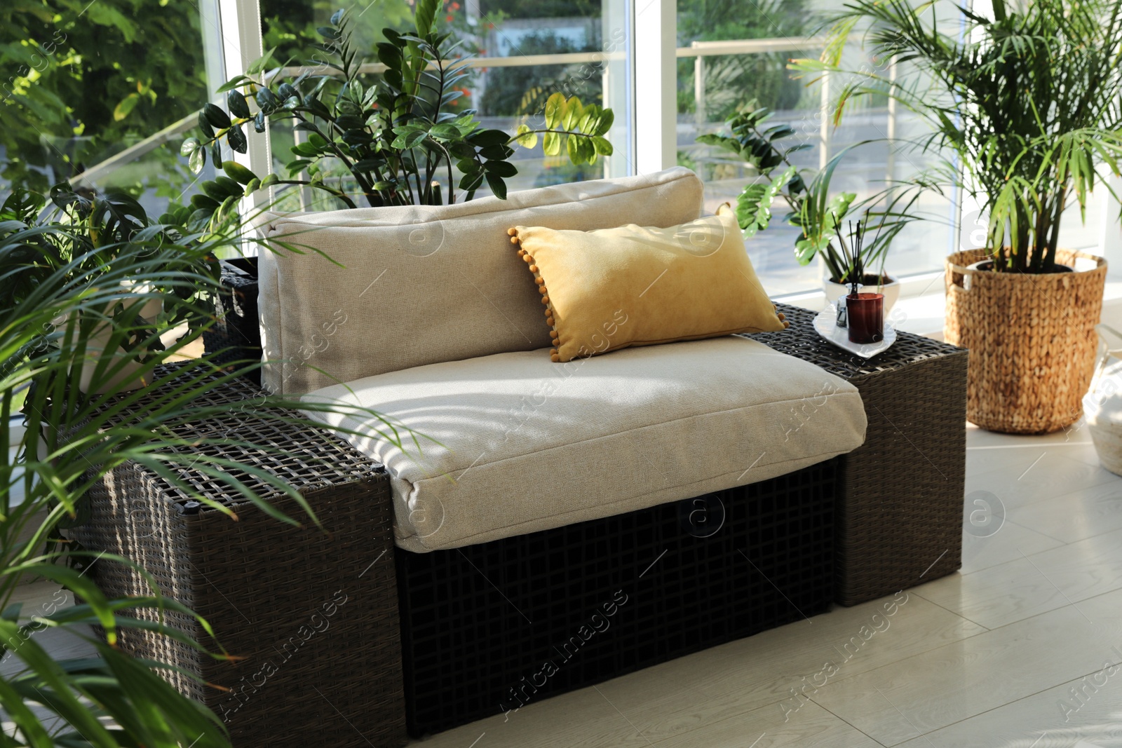 Photo of Interior of indoor terrace with comfortable place to rest