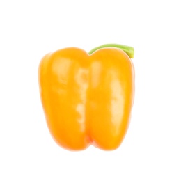 Photo of Ripe orange bell pepper on white background