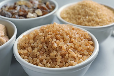 Bowl with  brown sugar, closeup