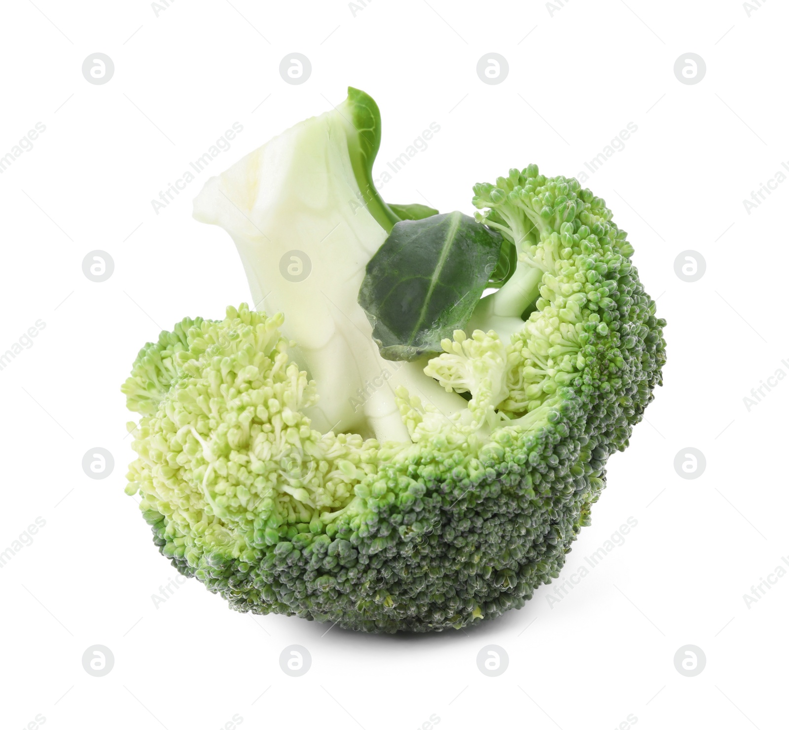 Photo of Cut green cauliflower on white background. Healthy food