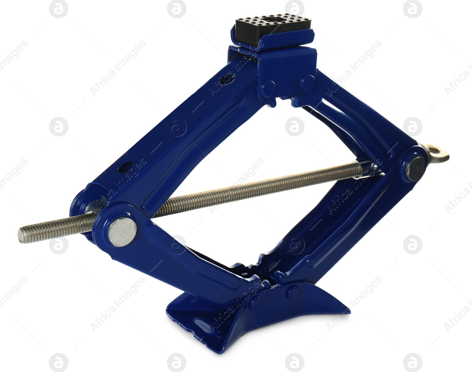 Photo of Blue car scissor jack isolated on white