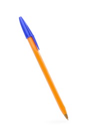 Photo of New orange plastic pen isolated on white