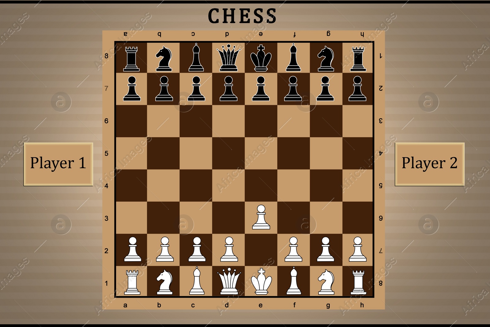 Illustration of  chessboard with pieces. Online game