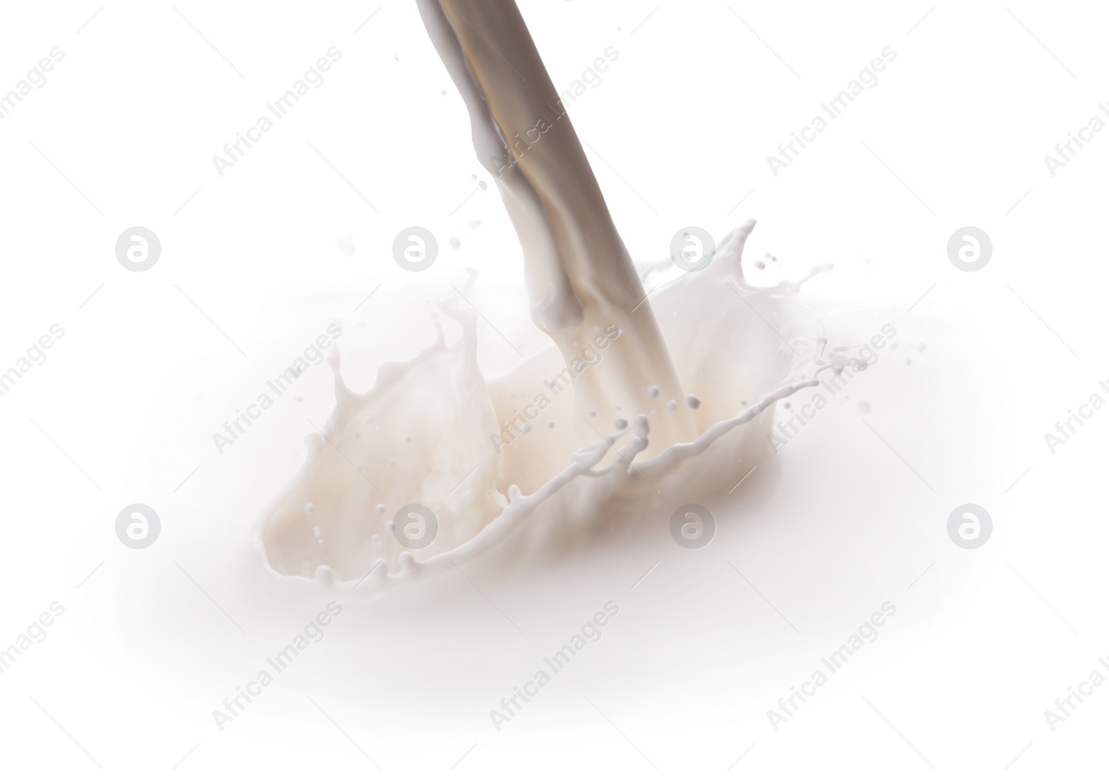 Photo of Pouring tasty fresh milk, closeup. Dairy product