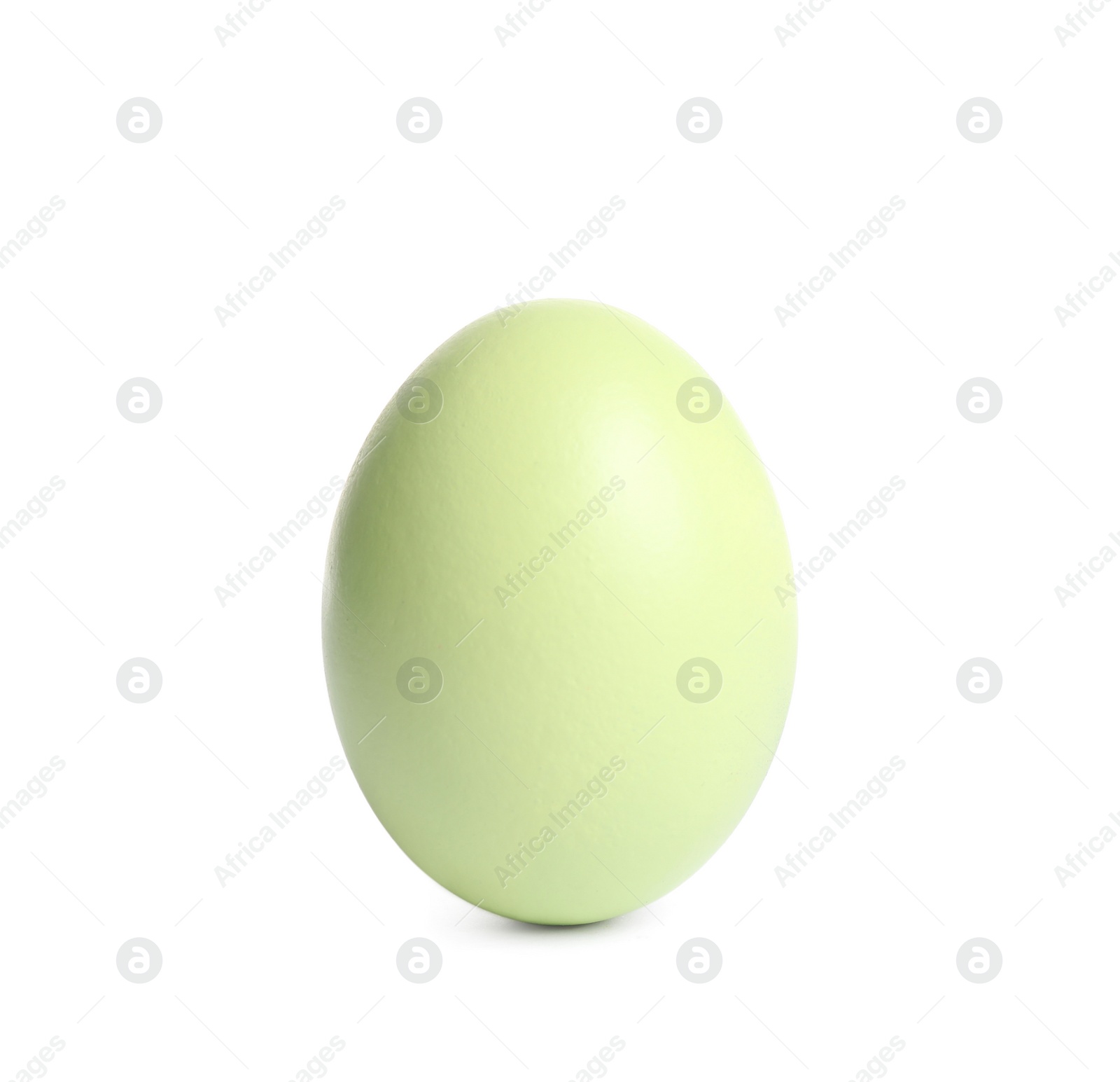 Photo of Green egg isolated on white. Easter symbol