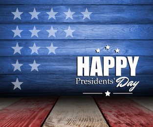 Happy President's Day - federal holiday. Wooden surfaces decorated in style of American flag