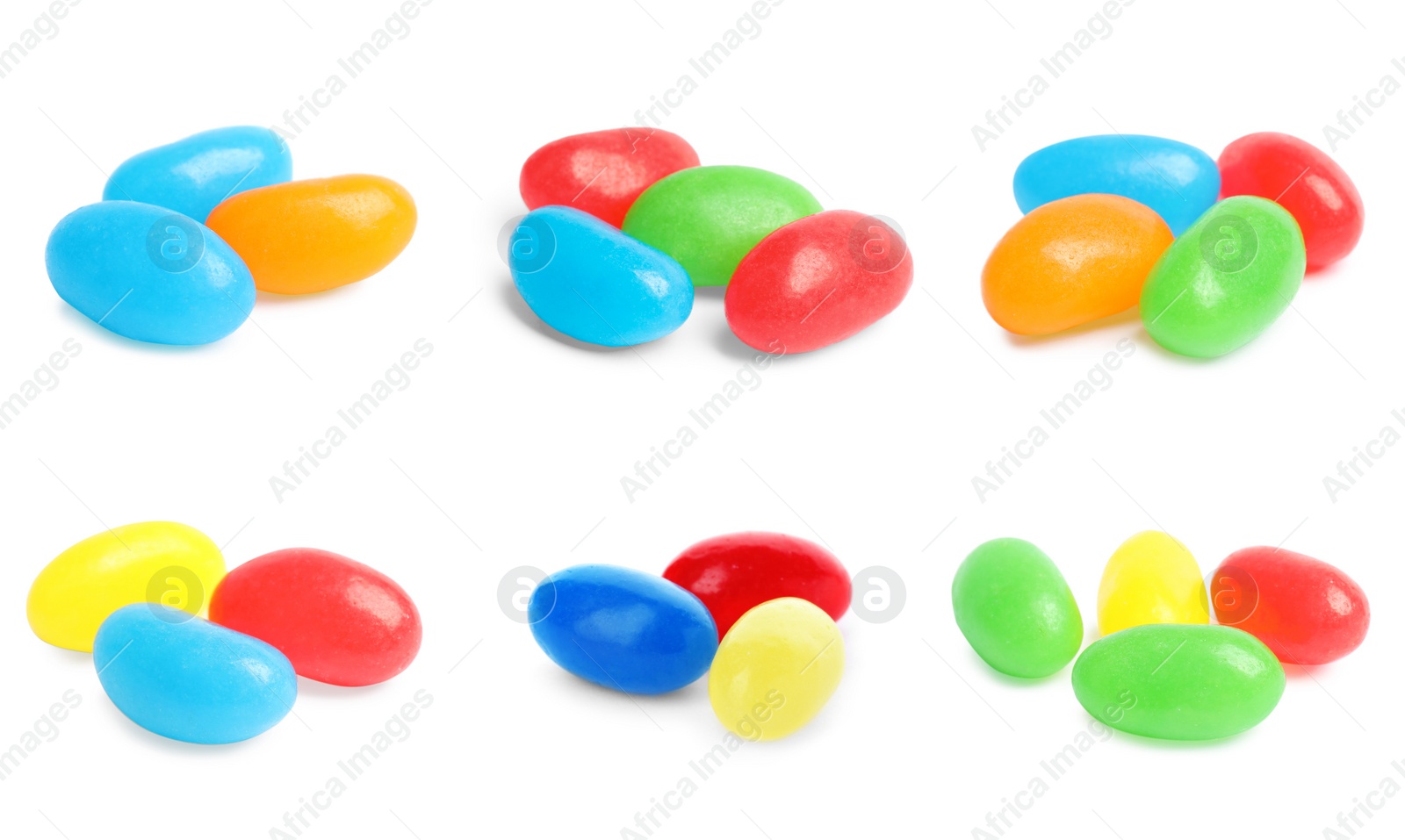 Image of Set of jelly candies on white background