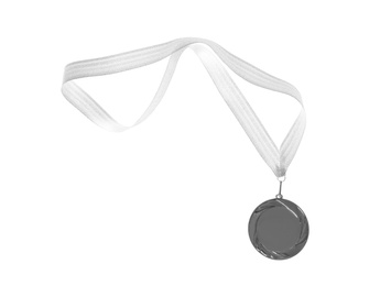 Photo of Silver medal isolated on white. Space for design