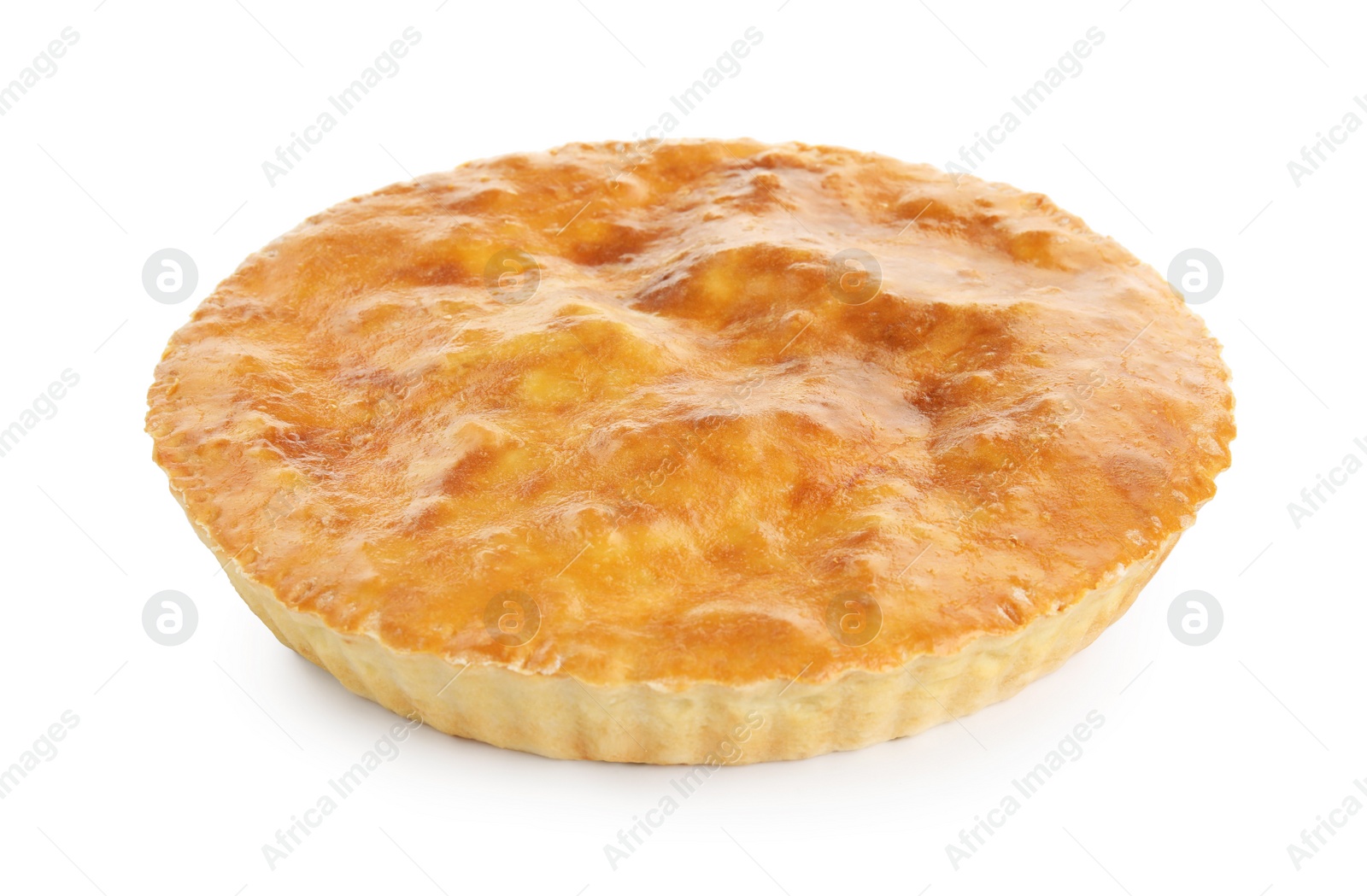 Photo of Delicious pie with meat isolated on white