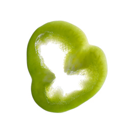 Photo of Slice of green bell pepper isolated on white