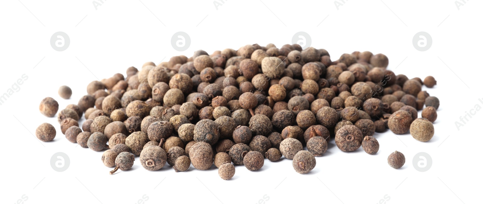 Photo of Heap of black pepper grains isolated on white