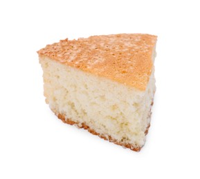 Photo of Piece of tasty sponge cake isolated on white