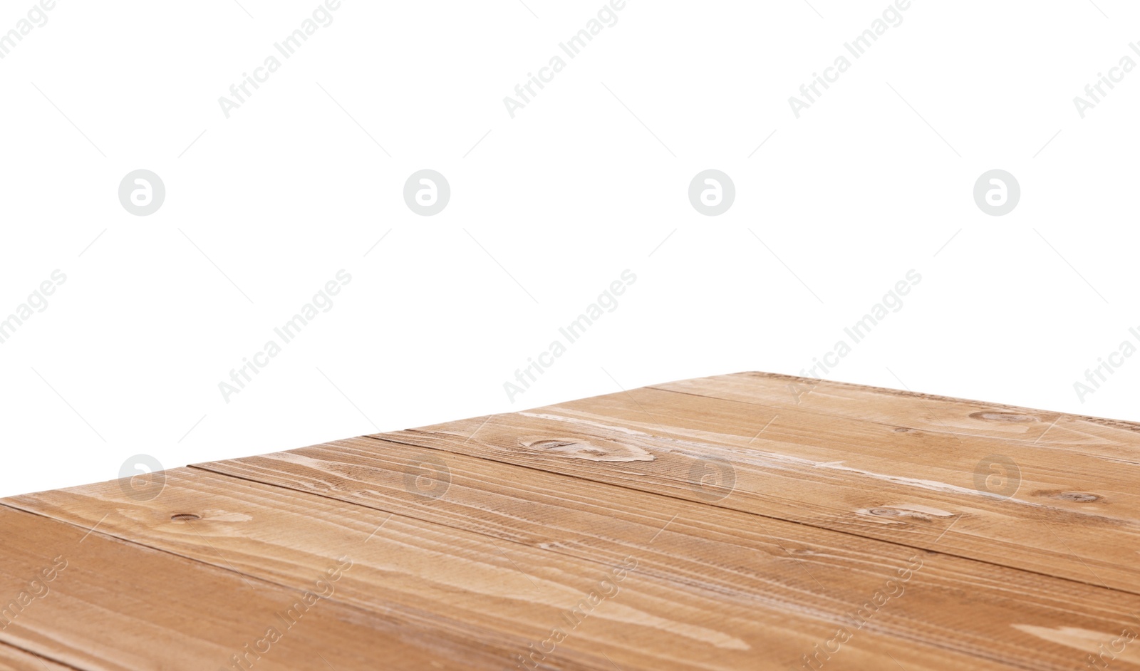 Photo of Empty light brown wooden table isolated on white