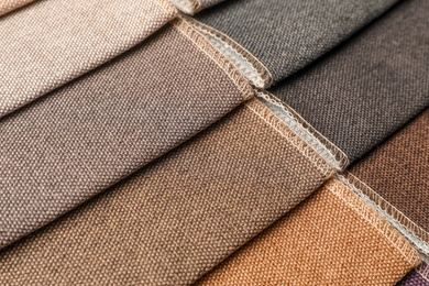 Fabric samples of different colors for interior design as background