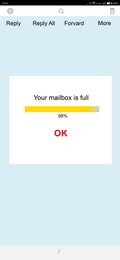 Illustration of Mailbox storage is full - informative notification. Interface of email box, illustration