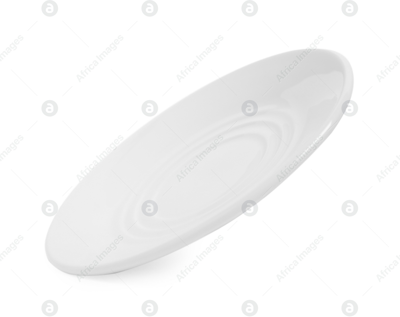 Photo of One clean ceramic saucer isolated on white