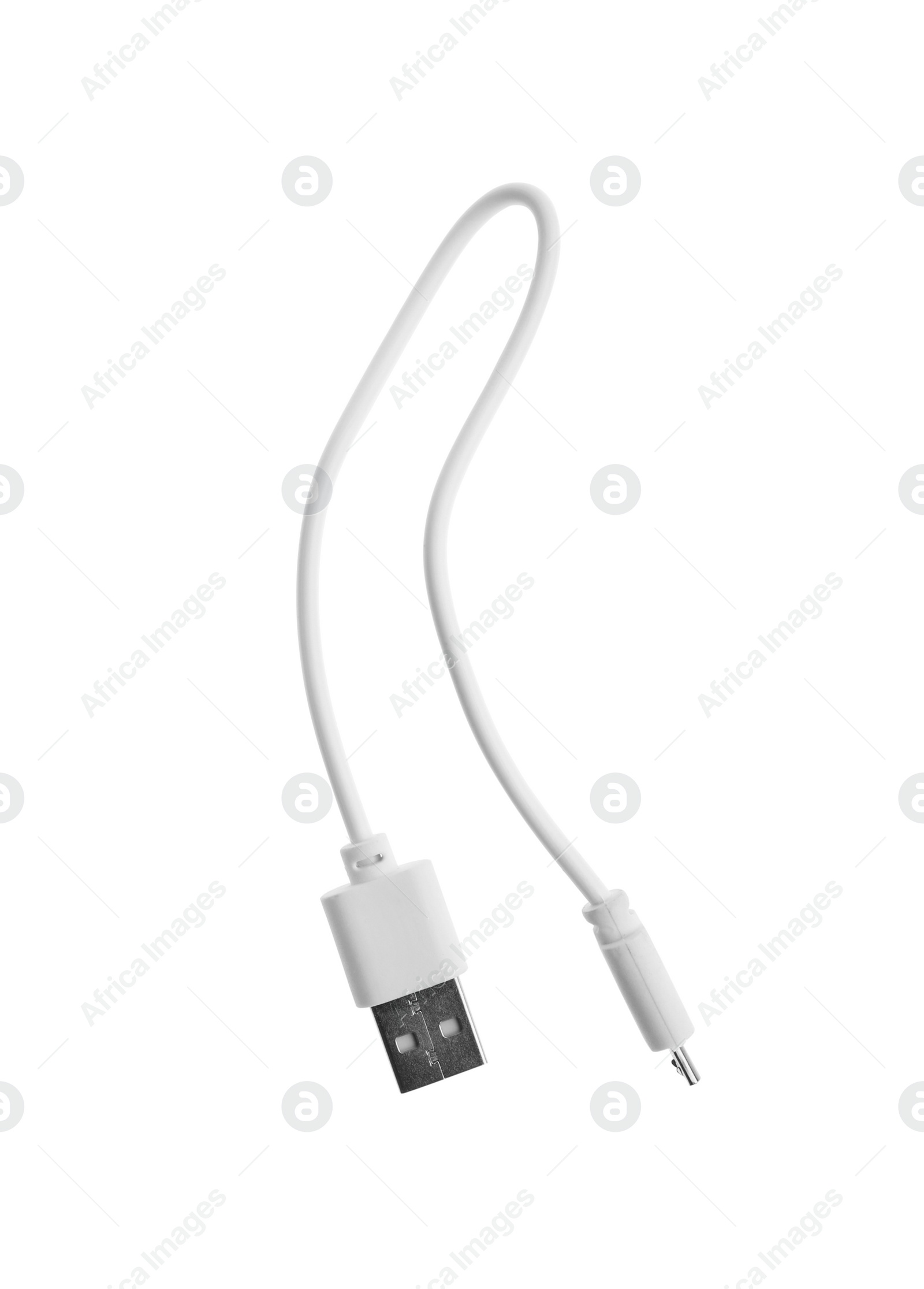 Photo of USB charge cable isolated on white. Modern technology