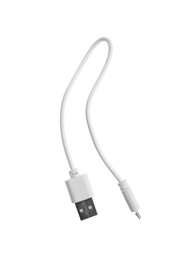 Photo of USB charge cable isolated on white. Modern technology