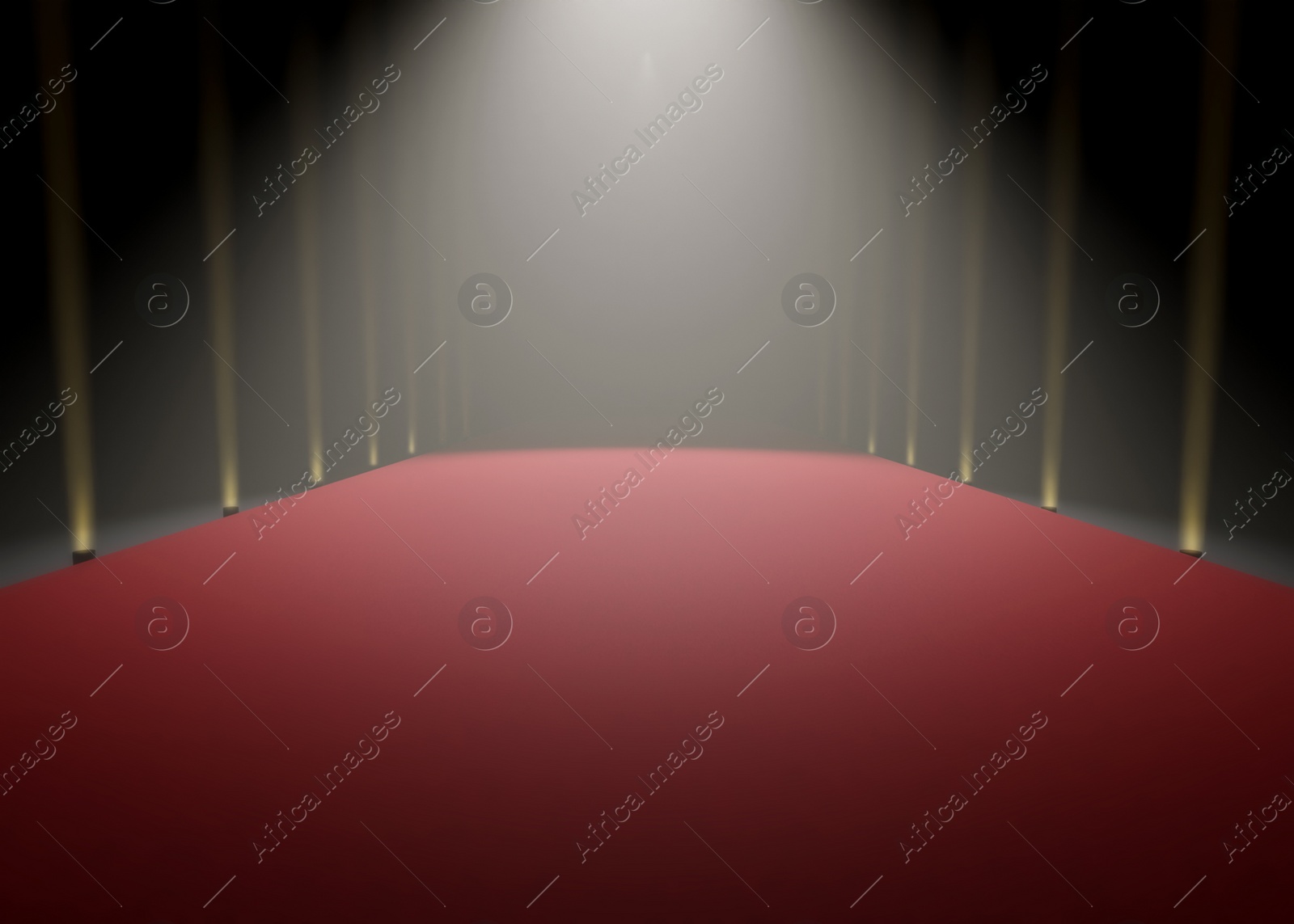 Image of Bright spotlight in dark room. Performance equipment