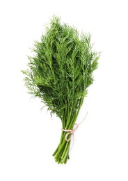 Bunch of fresh green dill isolated on white, top view