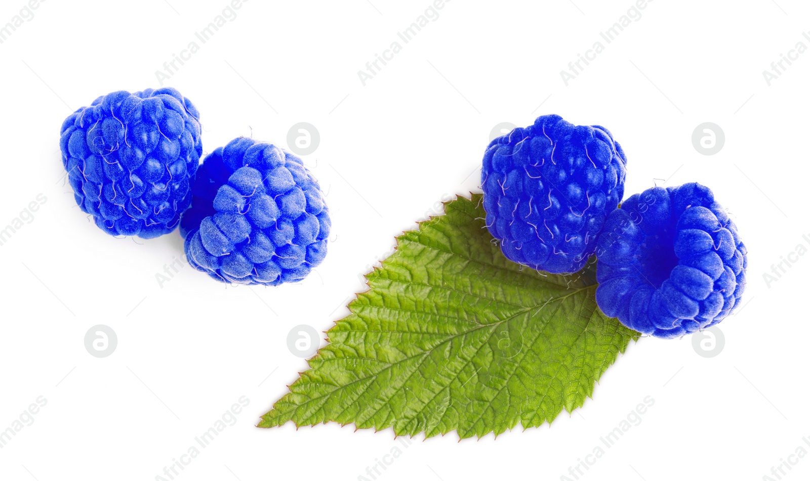 Image of Fresh tasty blue raspberries on white background