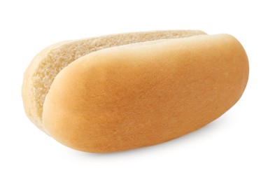 One fresh hot dog bun isolated on white