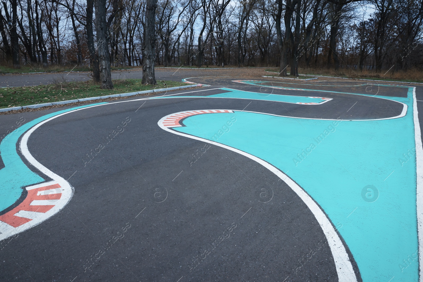 Photo of Driving school test track with marking lines for practice