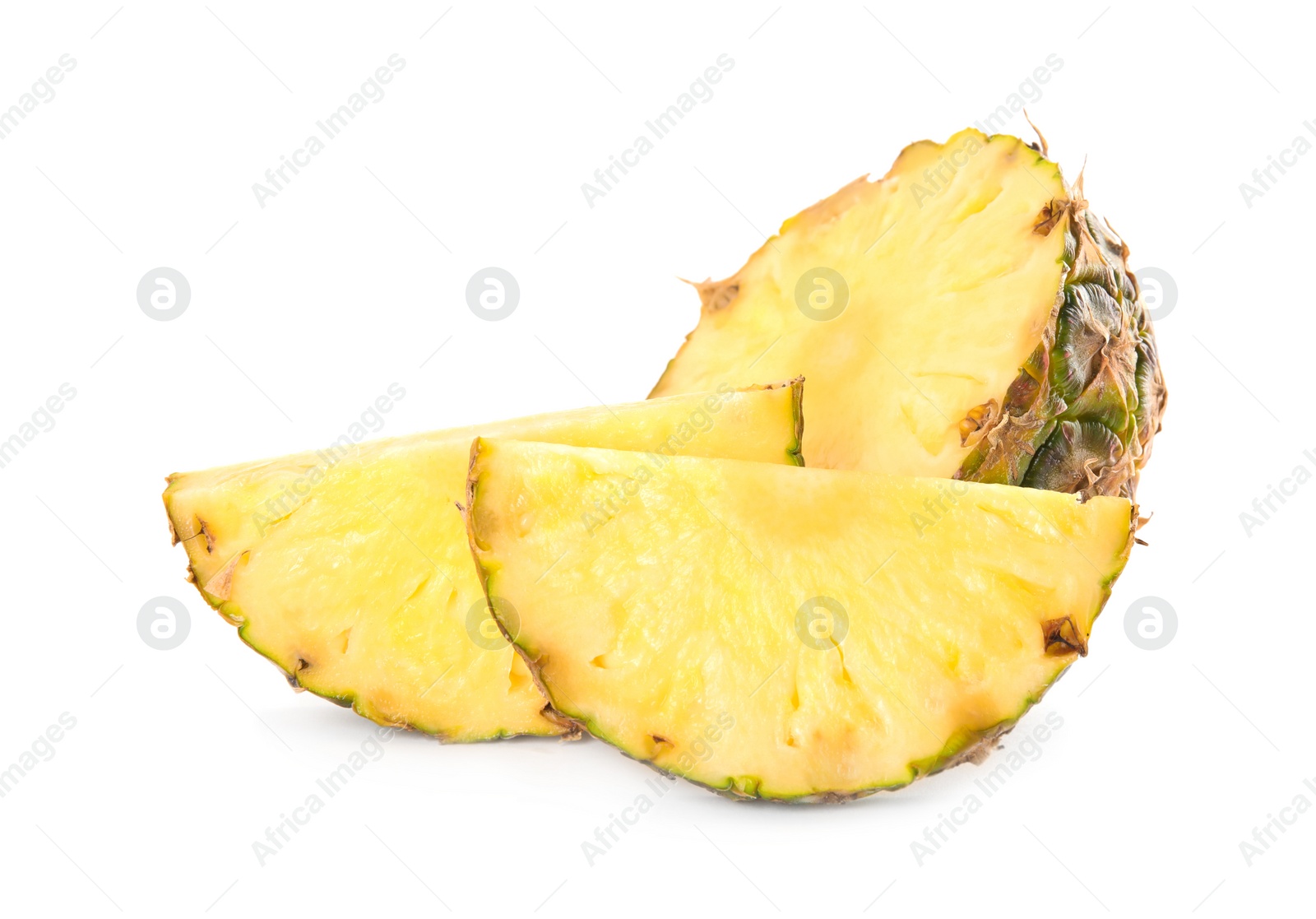 Photo of Slices of fresh pineapple isolated on white