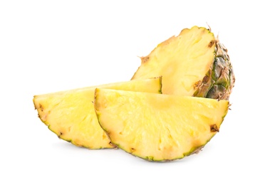 Photo of Slices of fresh pineapple isolated on white